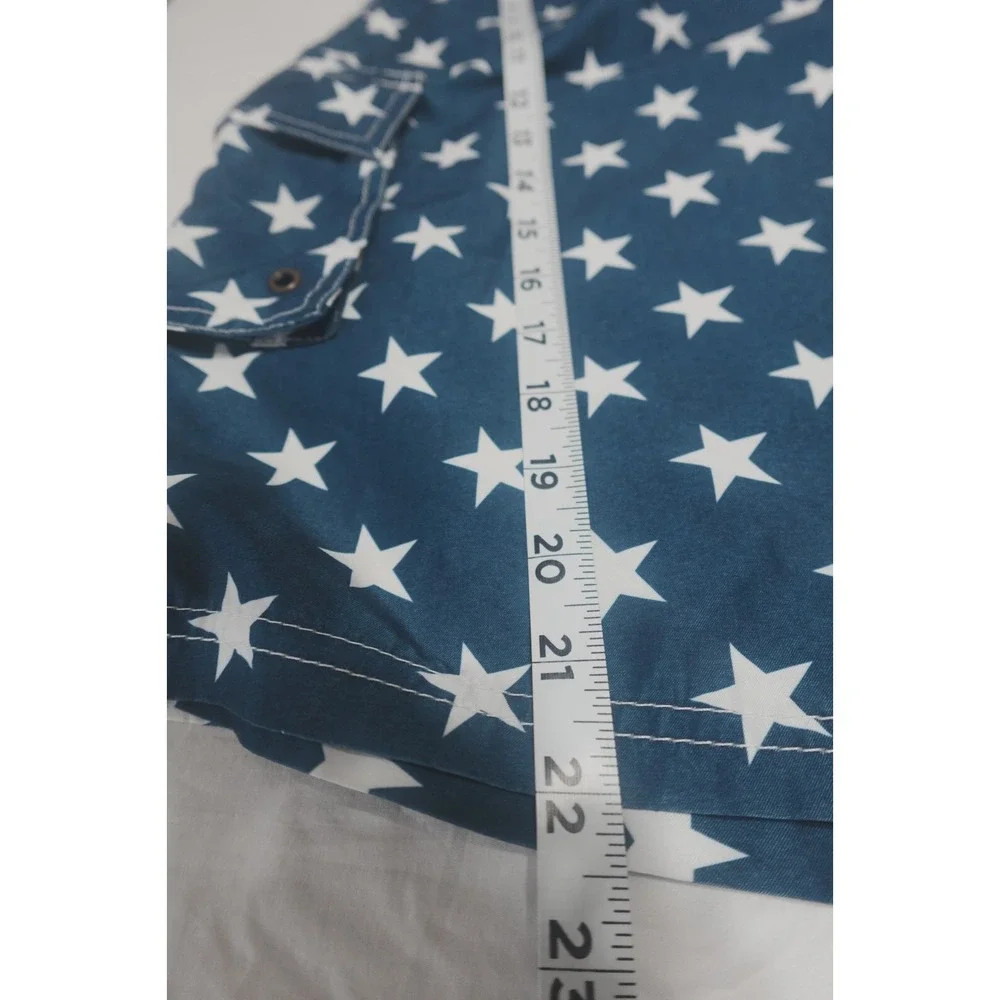 Surf Mentality USA Flag Swim Trunks Men's L Patriotic Stars Stripes Shorts‎